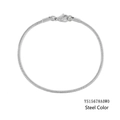 Minimalist stainless steel snake bone chain bracelet in classic steel color finish - 2mm x 16.5cm / Steel