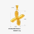 Golden chubby letter X pendant in stainless steel for personalized DIY jewelry - Letter X - Gold