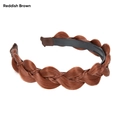 Reddish brown braided headband with twist design for high cranial top effect - Red Brown