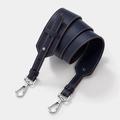 Dark blue lychee pattern leather shoulder strap with white stitching and silver hardware - Silver Clasp / Blue