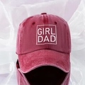 Berretto da baseball rosso vino lavato con ricamo Girl Dad bianco per uomo e donna - Taglia unica / Borgogna