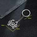 Minimalist hollow crab keychain in stainless steel with a geometric ocean design - Steel