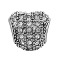 Silver heart-shaped alloy bead charm with sparkling rhinestones for DIY bracelets - Full Rhinestone Heart Bead