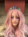 Handmade crown with iridescent rainbow crystal points on a sleek metal headband - Multicolor + Silver Wire Silver Headband