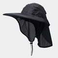 Outdoor sun hat with wide brim, neck flap and breathable mesh panels for sun protection - One Size / Dark Blue