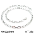 Polished silver stainless steel link chain necklace with lobster clasp 600mm long - Style B Steel Color Necklace 60cm (KN228646-Z)
