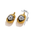 Golden pea-shaped stainless steel pendant featuring a grey pearl inlay with 8x14mm dimensions - 8x14mm / Dark Gray