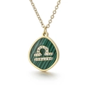 Collier signe balance en or avec pendentif goutte en malachite verte et cristaux - Balance