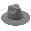 Detailed view of dark grey fedora hat with teardrop crown and decorative band - One Size / Light Gray