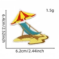Hawaiian beach style embroidery patch with parasol and chair pattern for clothes - Hawaiian Patch 26# (Beach Umbrella)