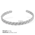 Minimalist silver stainless steel 6.5mm twisted rope cuff bangle for women - Triple Strand Twisted Rope (SZ88) / Silver