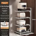 Adjustable 4-tier stainless steel kitchen rack for pots and pans storage, 53.5x23x28.5cm - 4 Layers / Original Stainless Steel