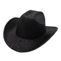 Classic black Western cowboy hat with vintage cracked texture and upturned brim for unisex - One Size / Black
