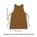 Brown long stain-resistant apron with Certainly print and dual side pockets - One Size / Tea Brown