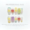 Cute 3D gummy bear press-on nails set with matte hearts and colorful gems on white background - Extra Small (XS) / Sugar Bear