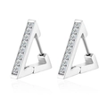 Triangle hoop earrings in bright silver finish with square-cut cubic zirconia stones - Triangle Rhinestone (Silver)