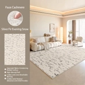 Modern faux cashmere area rug in Silver Cedar Snow style with abstract black stripes - S Imitation Cashmere - Silver Fir In The Evening Snow / 120×160cm [brand New Waterproof Fabric]