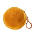 Brown orange plush coin purse keychain with soft fur texture and plastic hook - 8.5cm / Brown