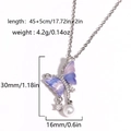 Collana in argento con farfalla sfumata viola, nappa di perle e zirconi incastonati - Farfalla Sfumata Viola (Stile 1)