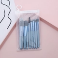 Blue 8-piece travel makeup brush set with soft fiber bristles in a portable PVC pouch - Sky Blue + PVC Bag