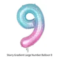 Ballon chiffre 9 de 40 pouces en dégradé étoilé pour décoration de fête d'anniversaire - Chiffre 9 Dégradé Ciel Étoilé