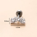 Orecchino a cartilagine curvo in argento con zircone, larghezza 1,1 cm - Argento 7# (Tre Pietre Arco)