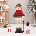 Retractable snowman doll with red knit sweater and festive holiday plaid details - Retractable Snowman (58cm)