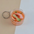 Miniature beef noodle cup keychain featuring shrimp and vegetable resin details - Octopus Noodle