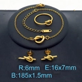 18K gold plated knotted jewelry set including ring, bracelet and stud earrings - 3-Piece Set (Bracelet+Earrings+Size 6 Ring) / Gold