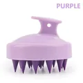Light purple manual scalp massage brush with soft silicone bristles and hanging handle - Single Dual Purple Scalp Massager