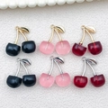 Three-dimensional resin cherry pendants in black, pink, and red for DIY jewelry making - Mixed Color Resin Large Cherry Set (SN1190) / Set of 6