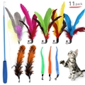Lot de 21 jouets pour chats avec baguette bleue extensible et 11 plumes de rechange - Lot No. 35