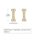 Golden letter I stud earring with cubic zirconia inlay 7mm height stylish design - Letter I