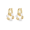 Créoles dorées avec perles d'eau douce baroques et perles dorées irrégulières sur blanc - E298 Perle d'eau douce / Symétrique