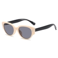 Retro cat-eye sunglasses with cream frames and black temples on white background - Cream Frame Black Legs