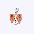 Pendentif chien en émail blanc et orange avec fermoir mousqueton argenté pour bricolage - 13 Papillon