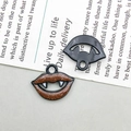 Halloween vampire lip charms in black and glitter brown enamel for DIY jewelry making - Black Vampire Teeth (14*11mm)
