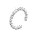 Close-up of minimalist adjustable ring with polished silver twisted rope texture design - VJ540 / White Gold