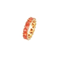 Elegant gold-plated eternity ring featuring triangle-cut orange zirconias in a row - Gold-Red Zirconia