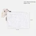 Neceser blanco con bordado de oso y llavero de peluche suave para cosméticos - Blanco