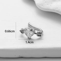 Macro shot showing dimensions of silver heart and arrow non-piercing ear clip - Silver