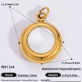 Waterproof 18k gold plated stainless steel hollow round charm pendant for DIY jewelry - Round Hollow Pendant (PJ91224) / 2 Pcs/Set / Gold