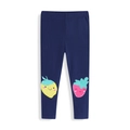 Leggings blu scuro per bambine con graziose toppe di limone e fragola a cartone - 2T (80-90cm) / Blu Scuro (1386)