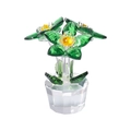 Crystal flower ornament featuring green petals and yellow center on clear base - Five-Petal Flower-Green