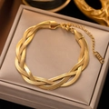 Gold Triple Strand Flat Snake Chain Bracelet