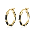 Orecchini vintage a cerchio in bambù dorato con smalto nero e accenti scintillanti S925 - Smalto Nero Base Dorata (Forma di Bambù) / Oro Nero