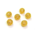 Six perles filigranes creuses plaquées or 14k pour la création de bijoux DIY - Boule Creuse 8mm / Or 18K (Résistant au Ternissement)