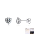 S925 sterling silver three-prong moissanite stud earrings with GRA certification - 925 Sterling Silver