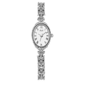 Orologio Gedi vintage argento ovale con numeri romani e bracciale in metallo lavorato - Cassa Argento Quadrante Bianco Cinturino Argento