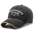 Gorra de béisbol gris oscuro lavado con bordado y visera en contraste - Ajustable / Negro